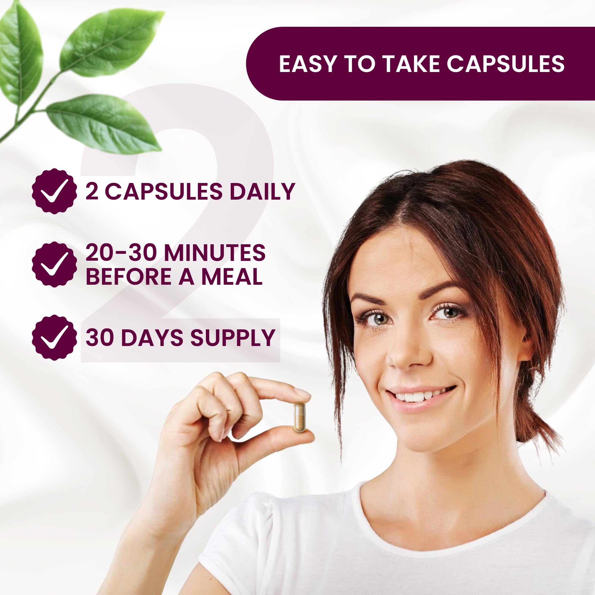 PHYTOCHOICE mujer tomando cápsula y recibiendo energía sostenida