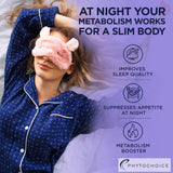 PHYTOCHOICE frasco en mesa de noche antes de dormir, apoya sueño reparador