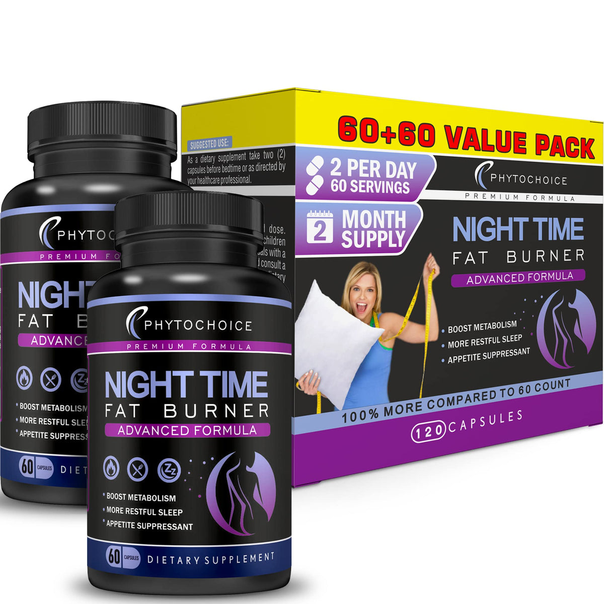 PHYTOCHOICE frente del envase mostrando diseño y beneficio para pérdida nocturna