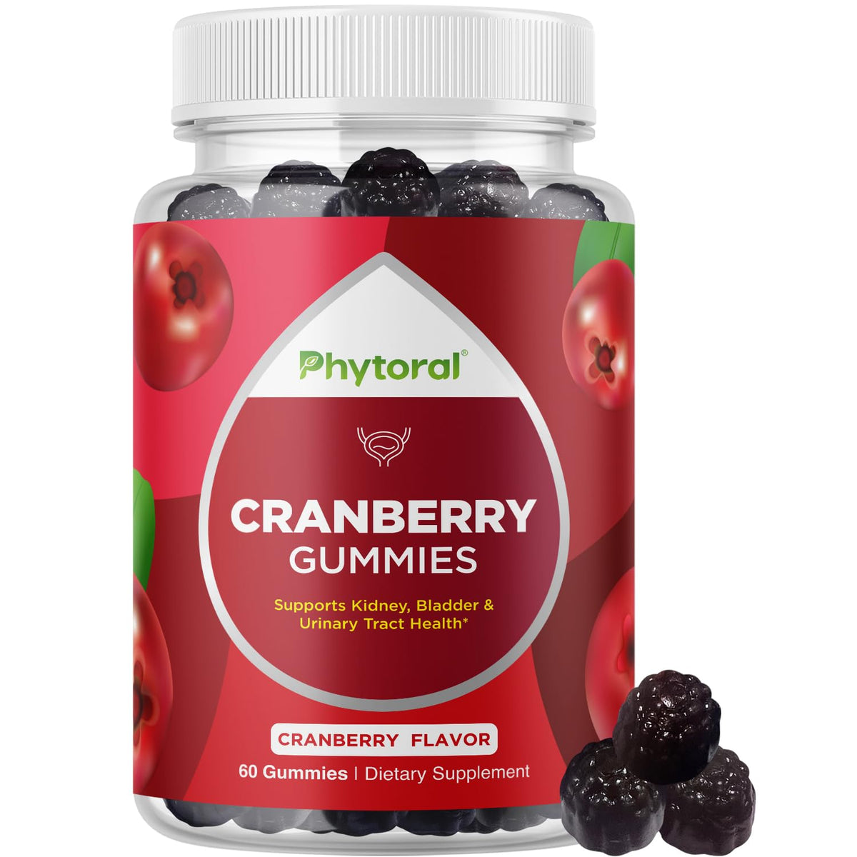 Phytoral envase frontal mostrando 60 gomitas para comodidad diaria