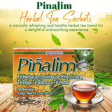 PIÑALIM bolsita infusionándose en taza indicando fácil preparación nocturna