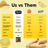 Ingredientes en primer plano: psyllium husk y bromelina en la fórmula Pinch