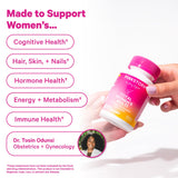 Pink Stork etiqueta con lista de vitaminas y minerales para claridad