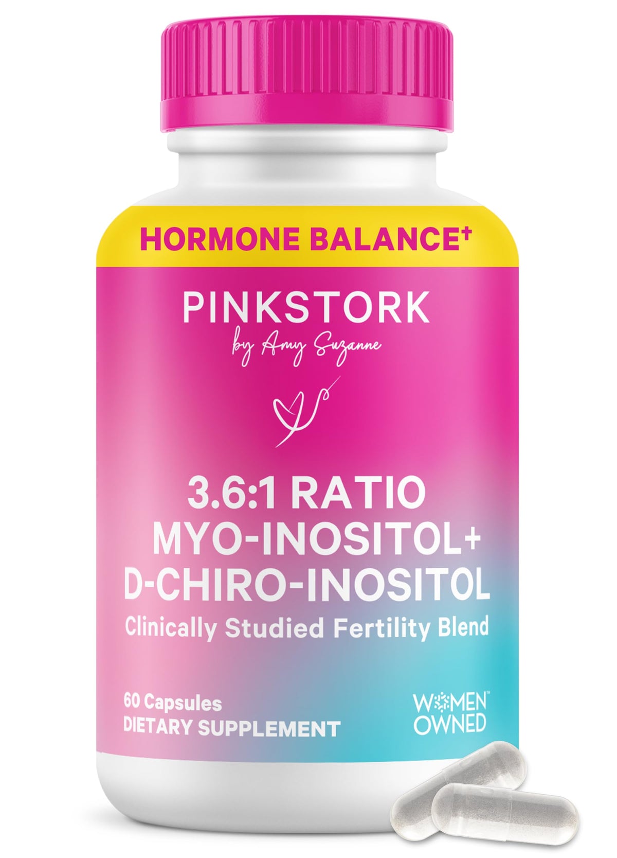 Pink Stork frasco frontal mostrando diseño claro y beneficios visibles