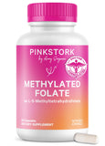 Pink Stork frasco frontal mostrando 60 cápsulas y diseño femenino