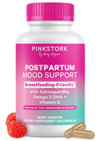 Pink Stork frasco frontal mostrando etiqueta clara y beneficios para mamá