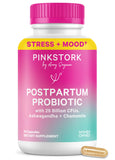 Pink Stork frente del empaque mostrando nombre y beneficio postnatal