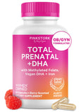 Pink Stork vista frontal del envase mostrando fórmula prenatal completa