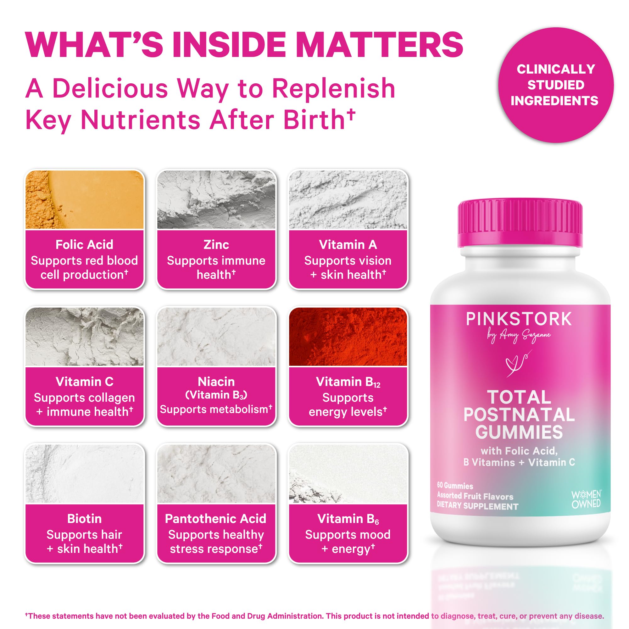 Pink Stork primer plano de textura de gomita mostrando apariencia apetitosa y fácil consumo
