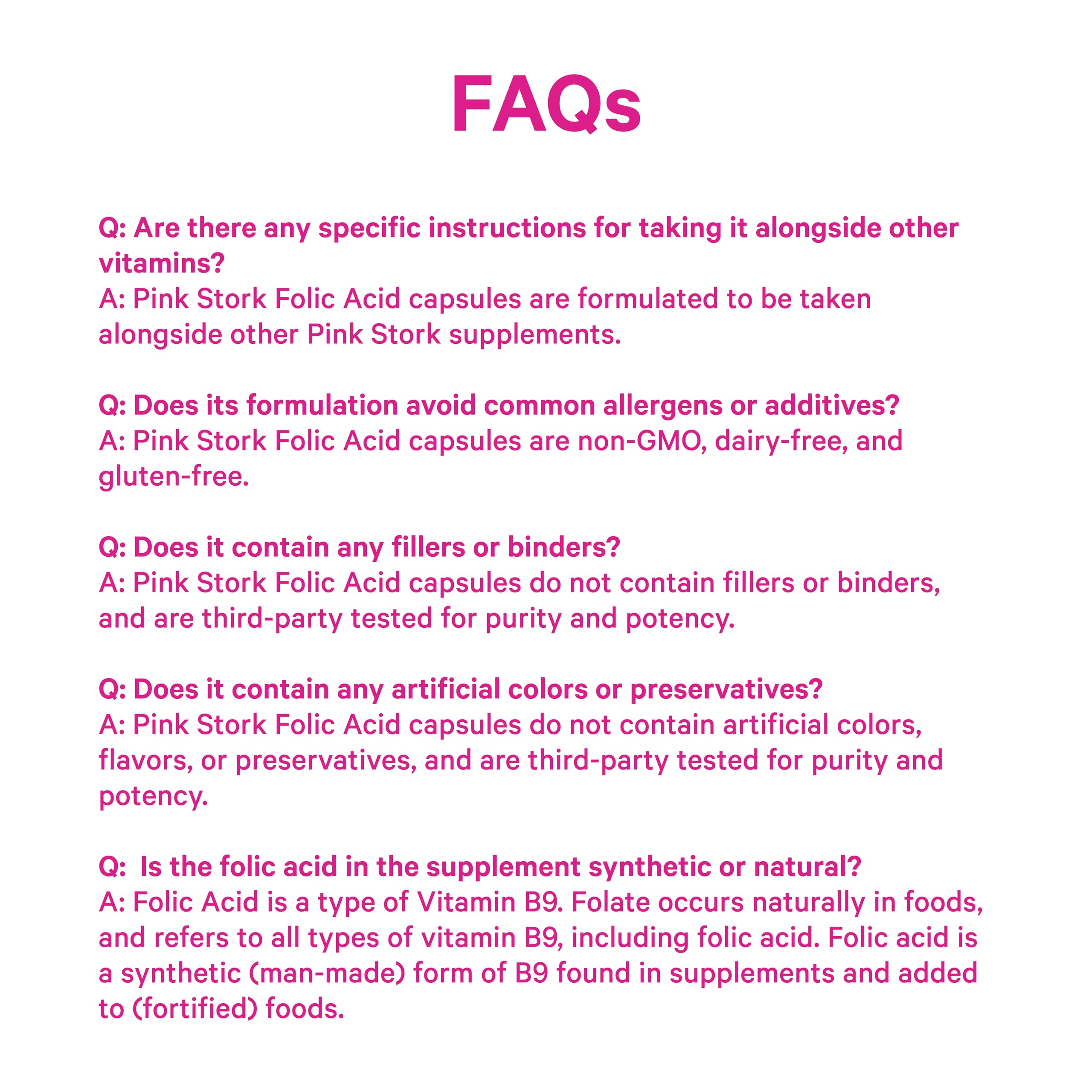Pink Stork etiqueta con instrucciones de uso y certificaciones para confianza