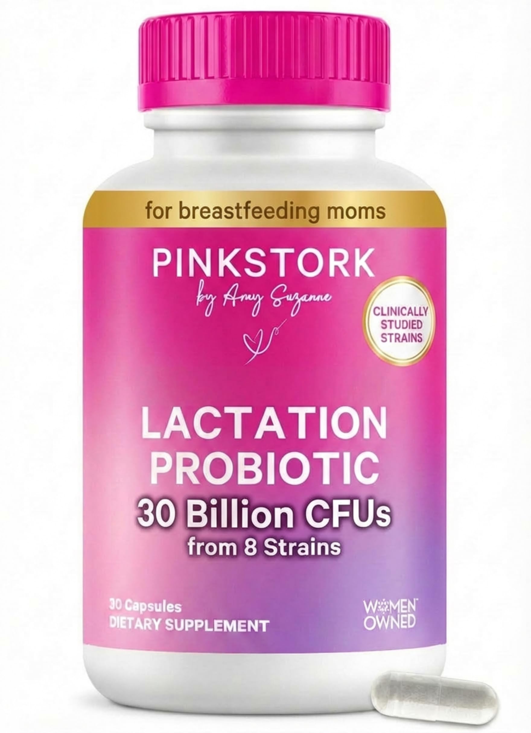 Pink Stork envase frontal mostrando etiqueta y beneficios visibles