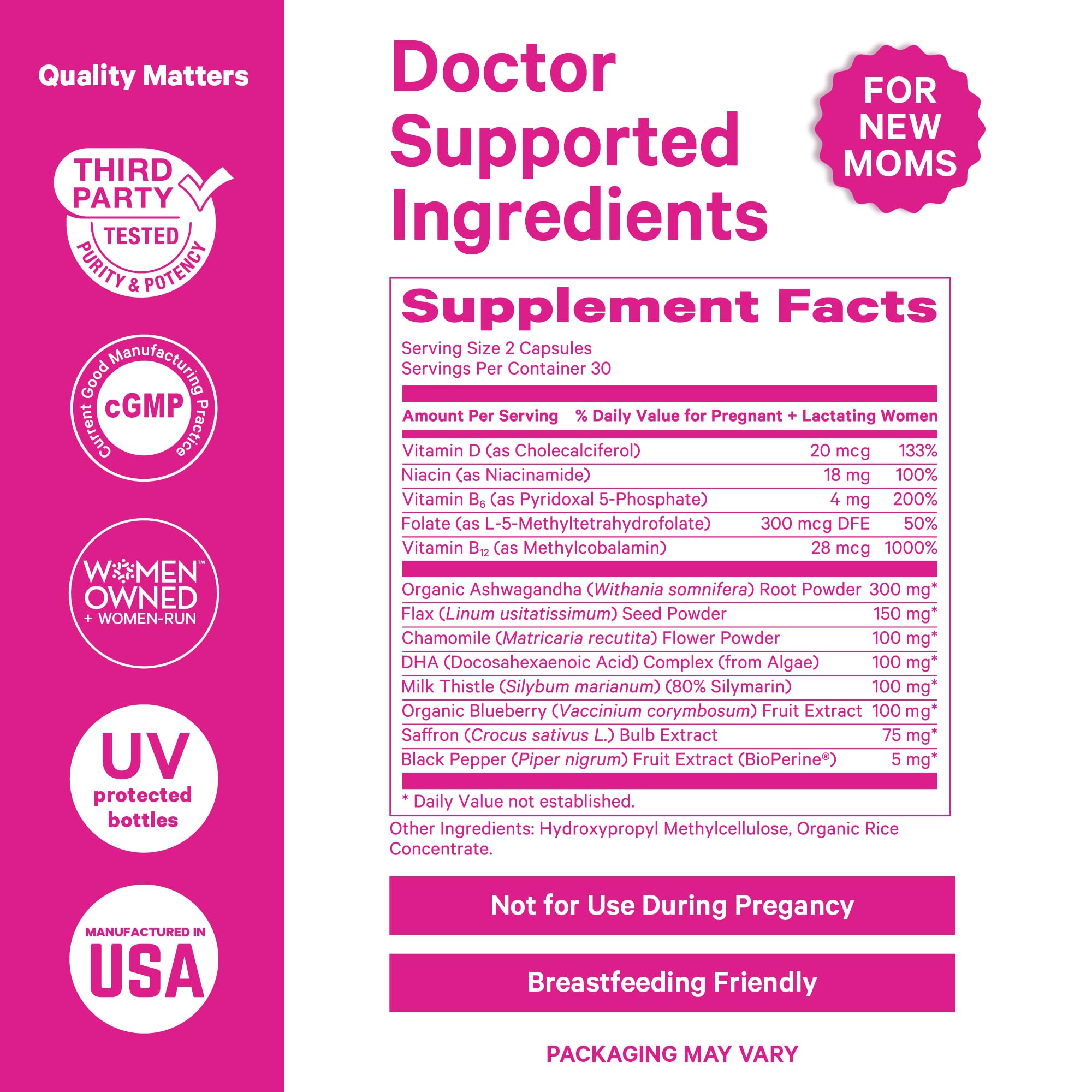 Pink Stork polvo de ingredientes naturales que apoya el bienestar emocional