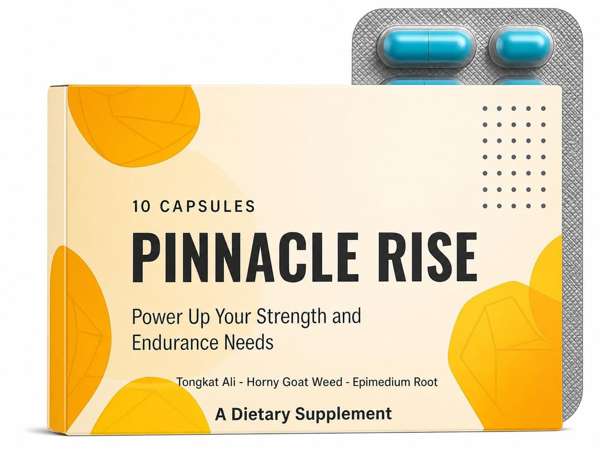 Pinnacle Rise vista frontal del envase con enfoque en claridad de ingredientes