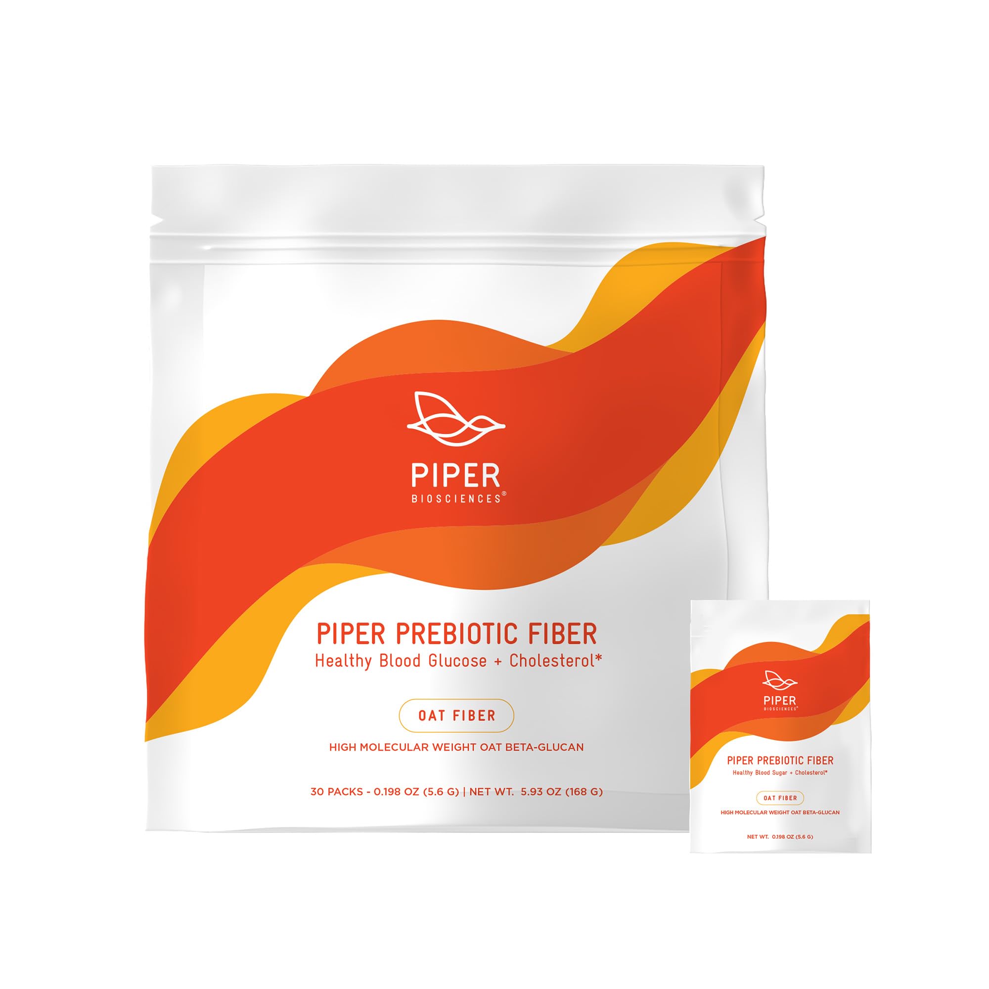 Piper Biosciences frente del paquete mostrando los 30 sobres y beneficios claros