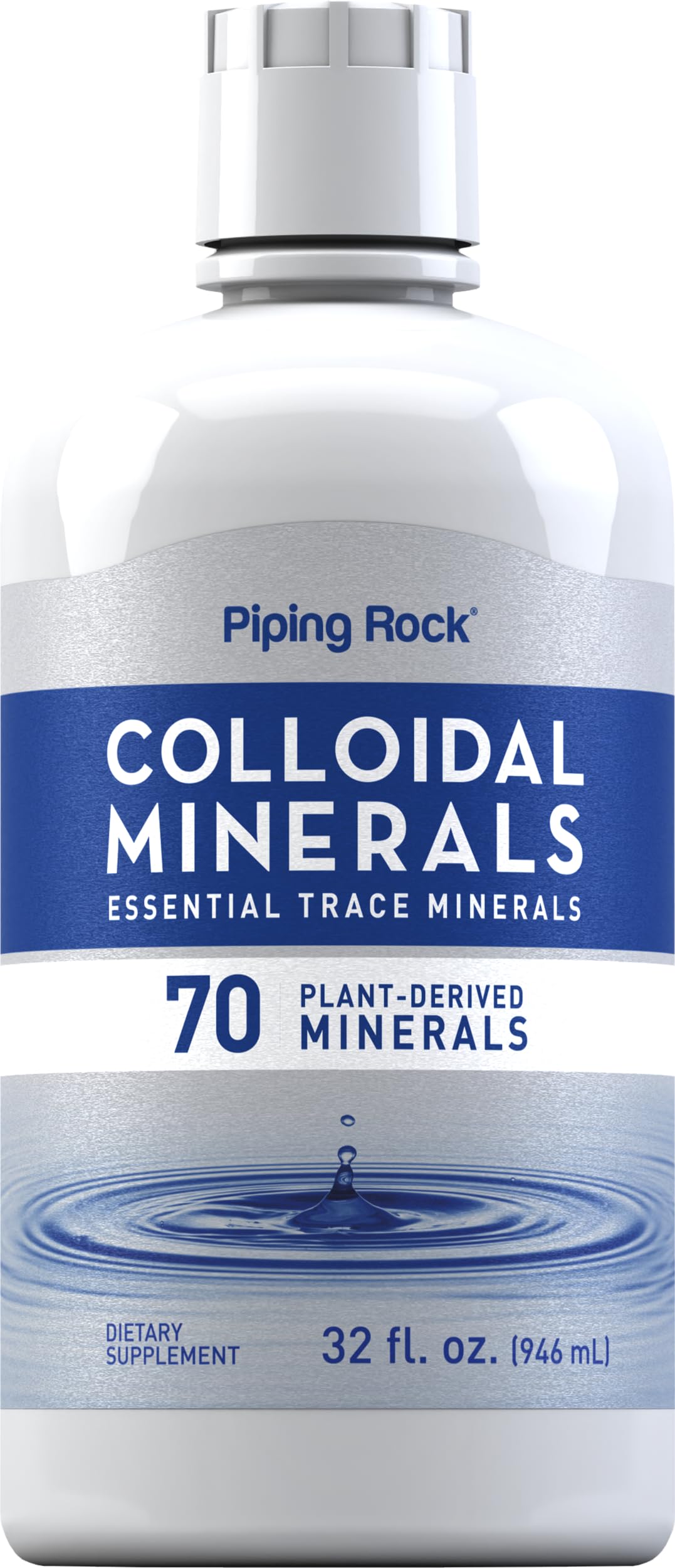 Piping Rock botella frontal mostrando el envase y beneficios de fácil dosificación
