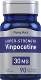 Piping Rock frasco frontal mostrando 90 cápsulas y la dosis 30 mg