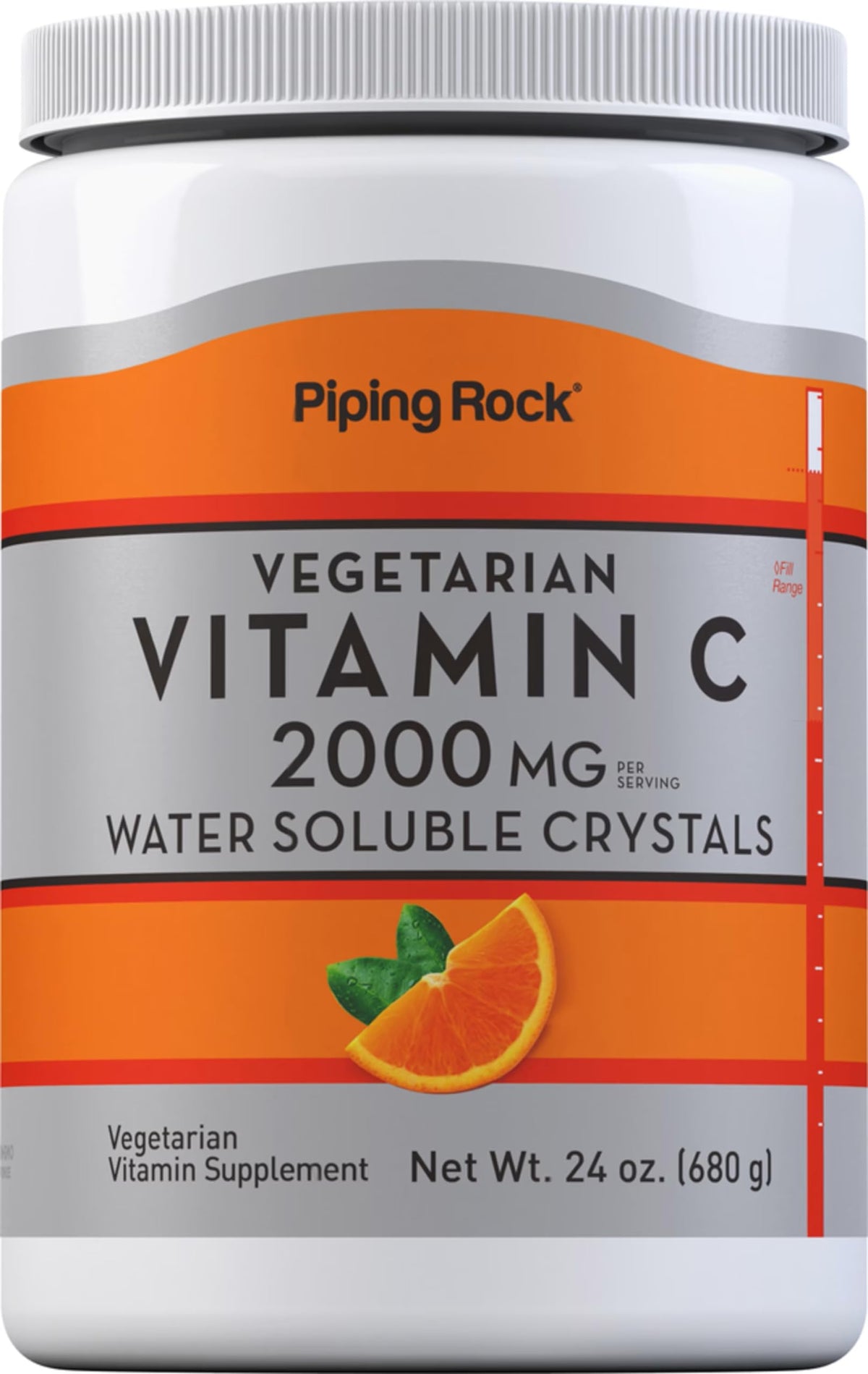 Piping Rock frente del envase mostrando tamaño y marca, práctico para almacenamiento