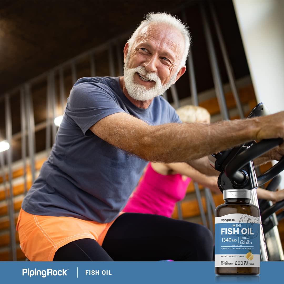 Piping Rock bote abierto con softgels visibles y conservación segura