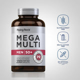 Piping Rock dos caplets en mano para indicar la dosis diaria recomendada