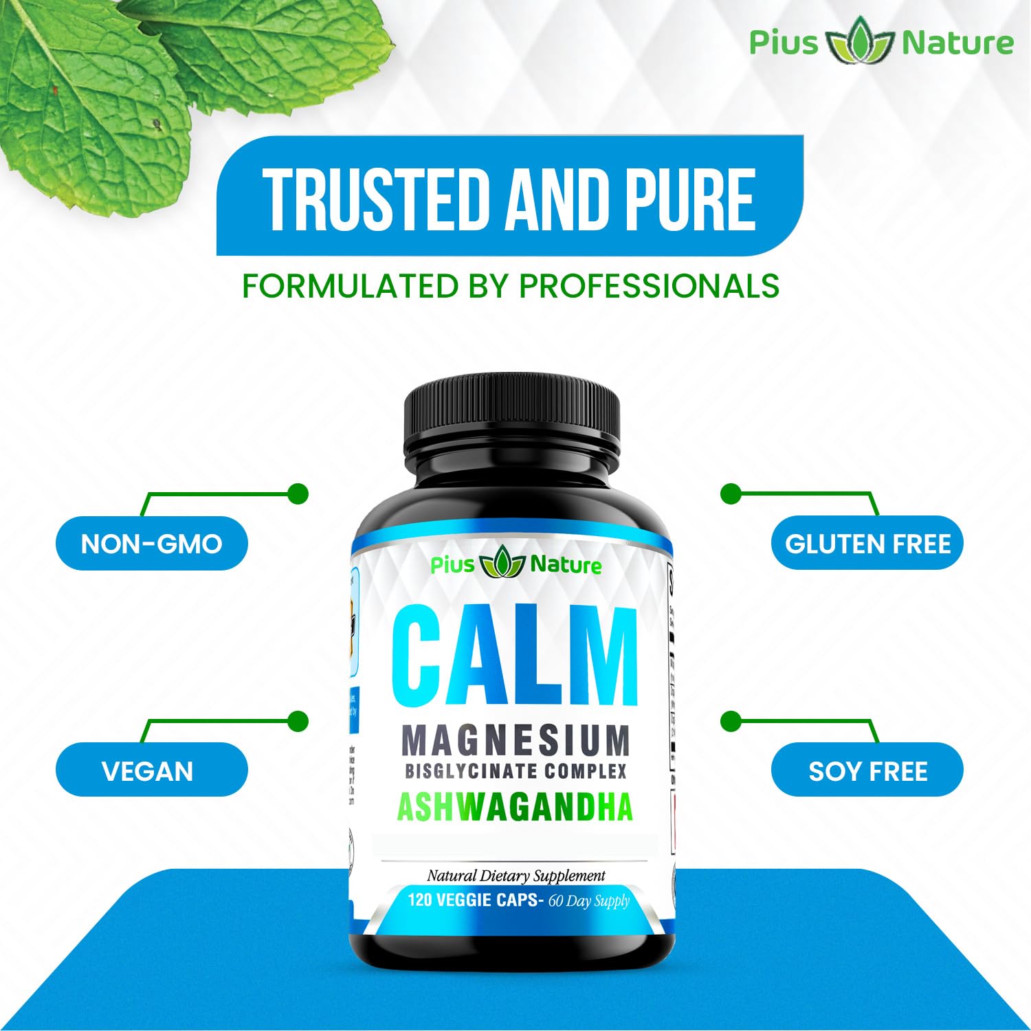 PIUS NATURE Calm etiqueta lateral con lista de ingredientes clara
