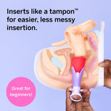 Pixie Cup aplicador en acción para una inserción más cómoda