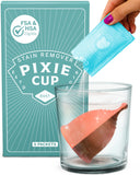 Pixie Cup empaque frontal mostrando sobres y beneficios visibles