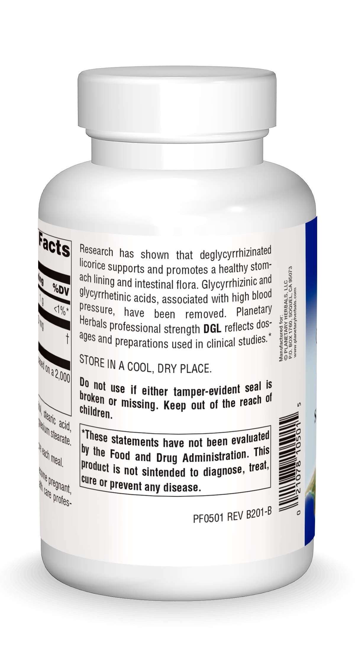Planetary Herbals primer plano de tabletas masticables, textura y tamaño visibles
