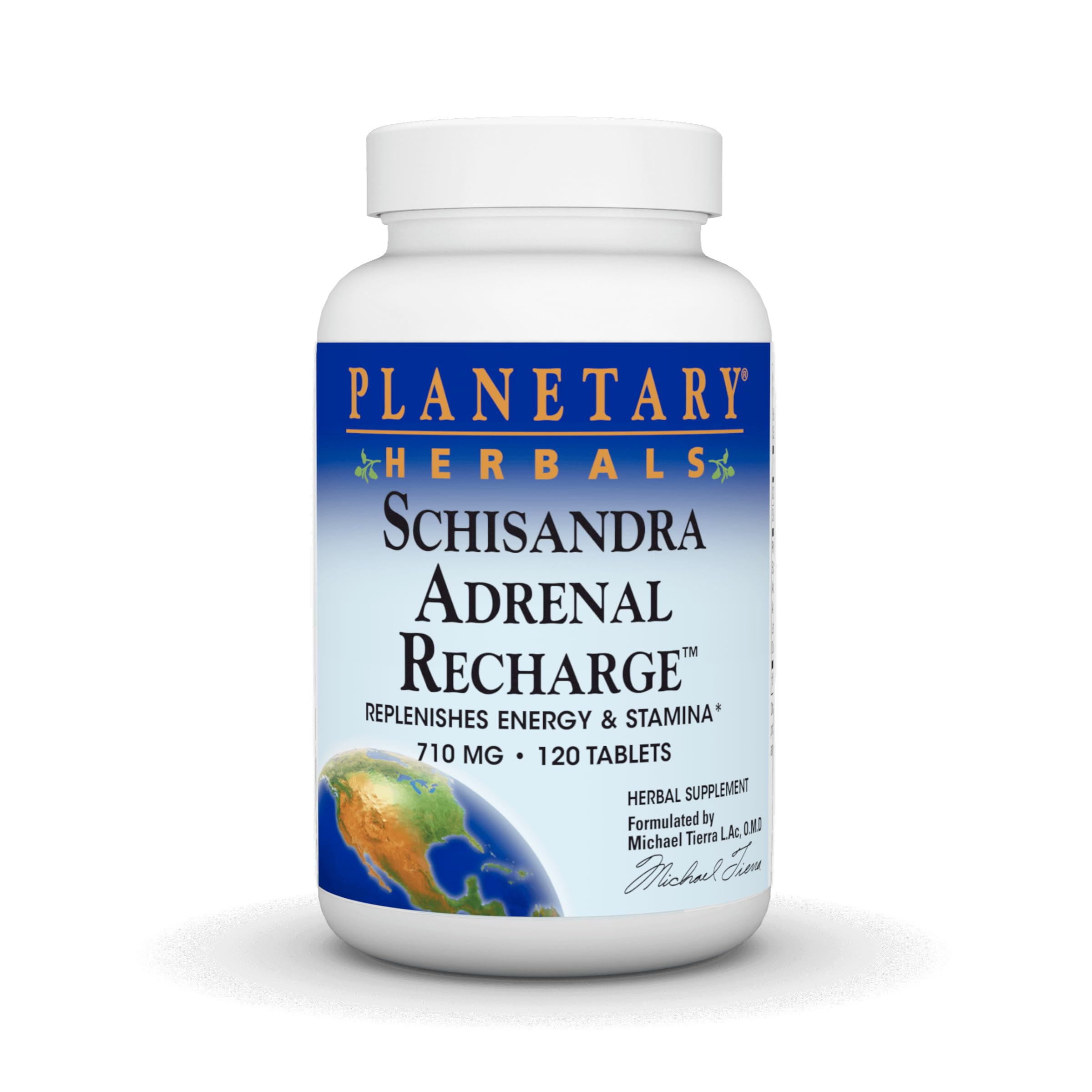 Planetary Herbals frente del envase mostrando la etiqueta y beneficio de apoyo adaptógeno