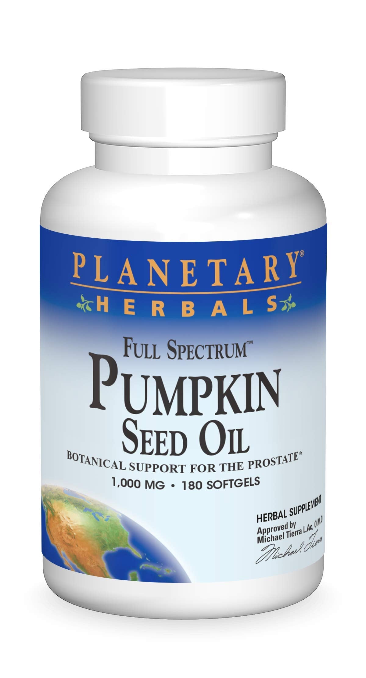 Planetary Herbals frasco frontal que muestra 180 cápsulas y beneficios