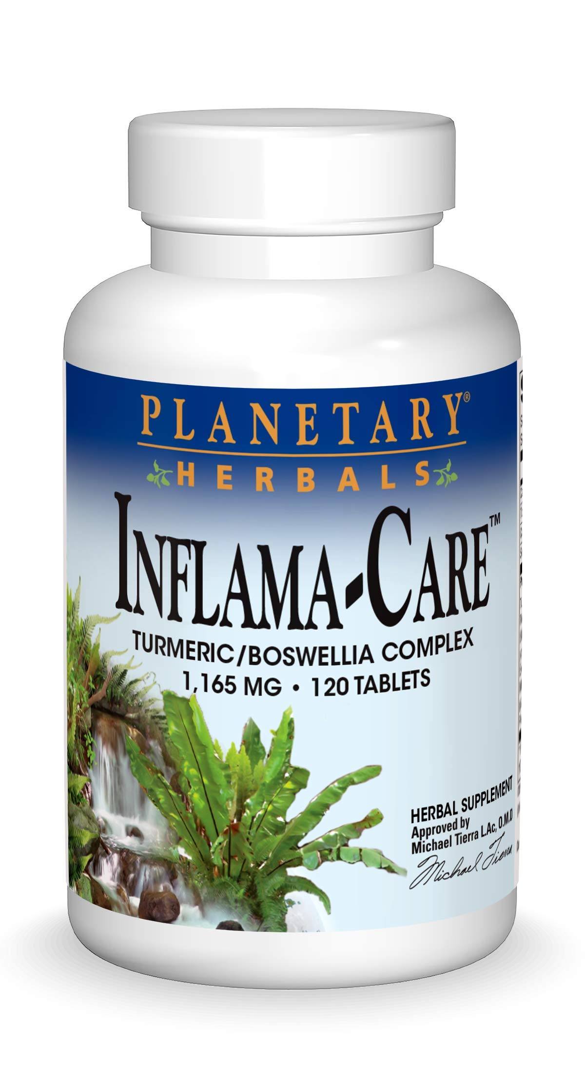 Planetary Herbals frasco frontal mostrando 120 tabletas y concentración 1165 mg
