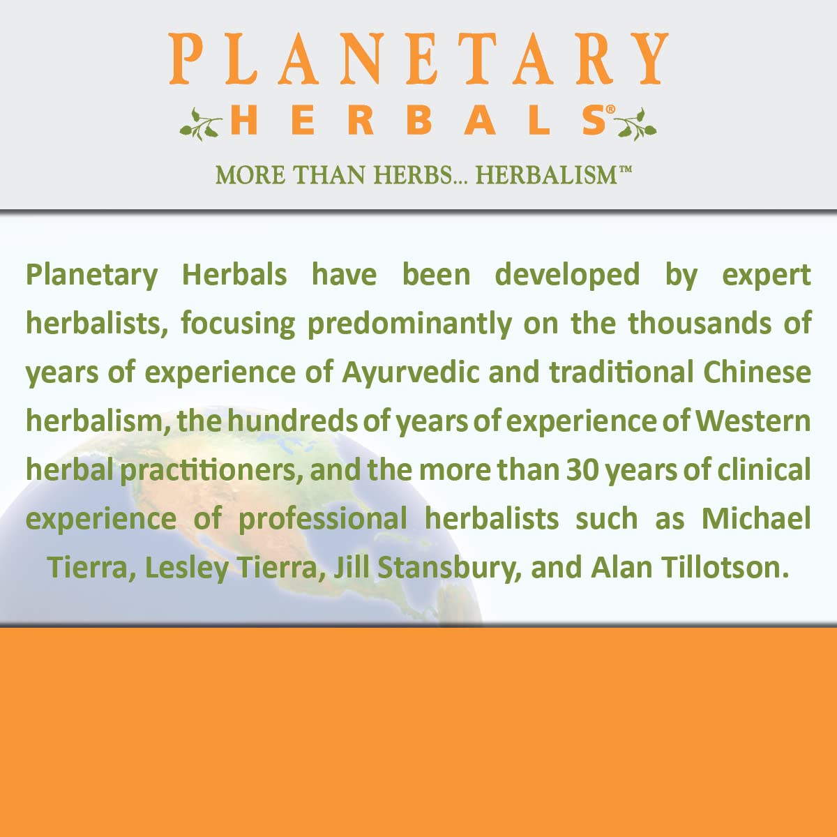 Planetary Herbals etiqueta con ingredientes y recomendaciones visibles