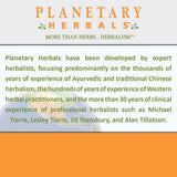 Planetary Herbals etiqueta con ingredientes y recomendaciones visibles