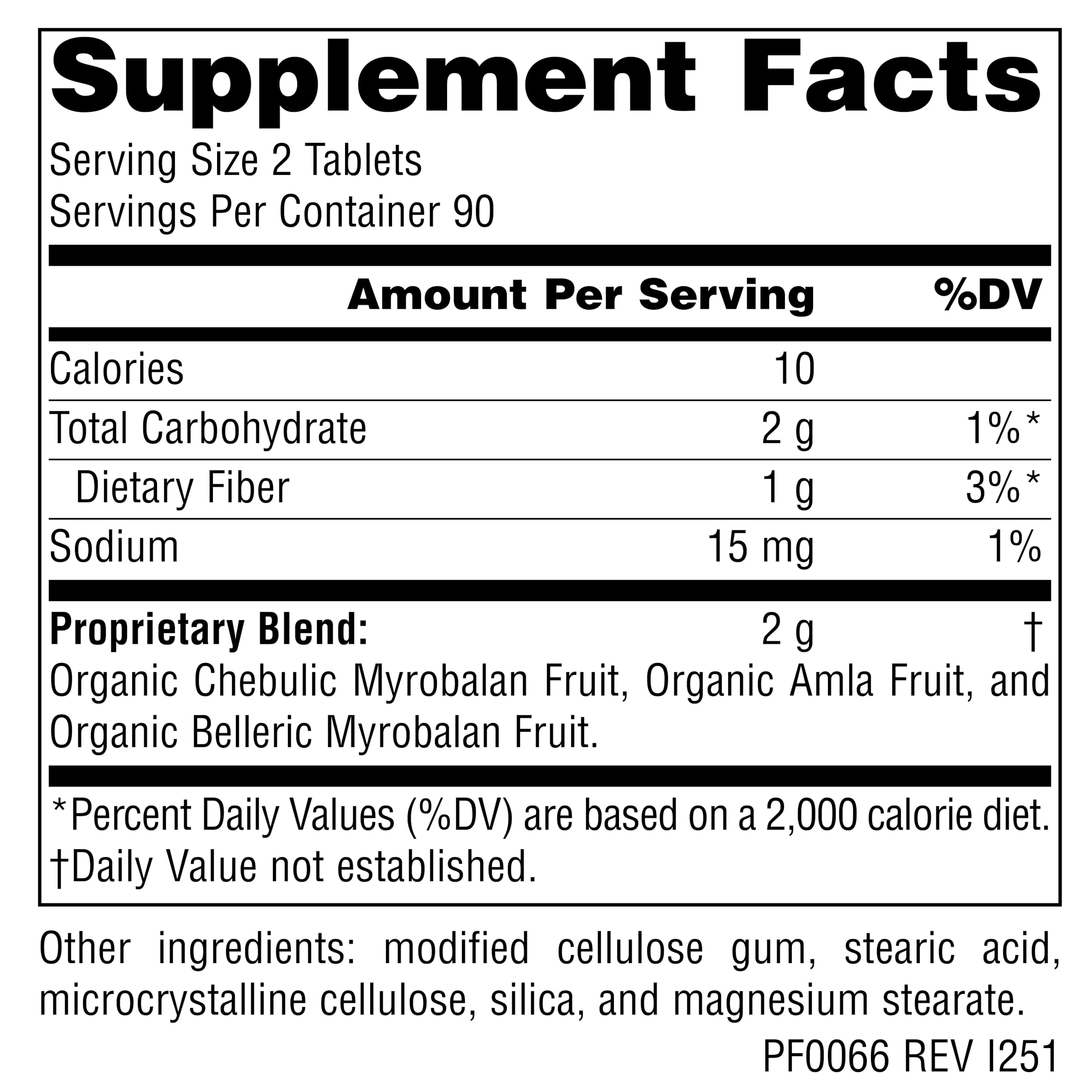 Planetary Herbals tabletas Triphala con comparación de tamaño, beneficio de dosificación clara y fácil