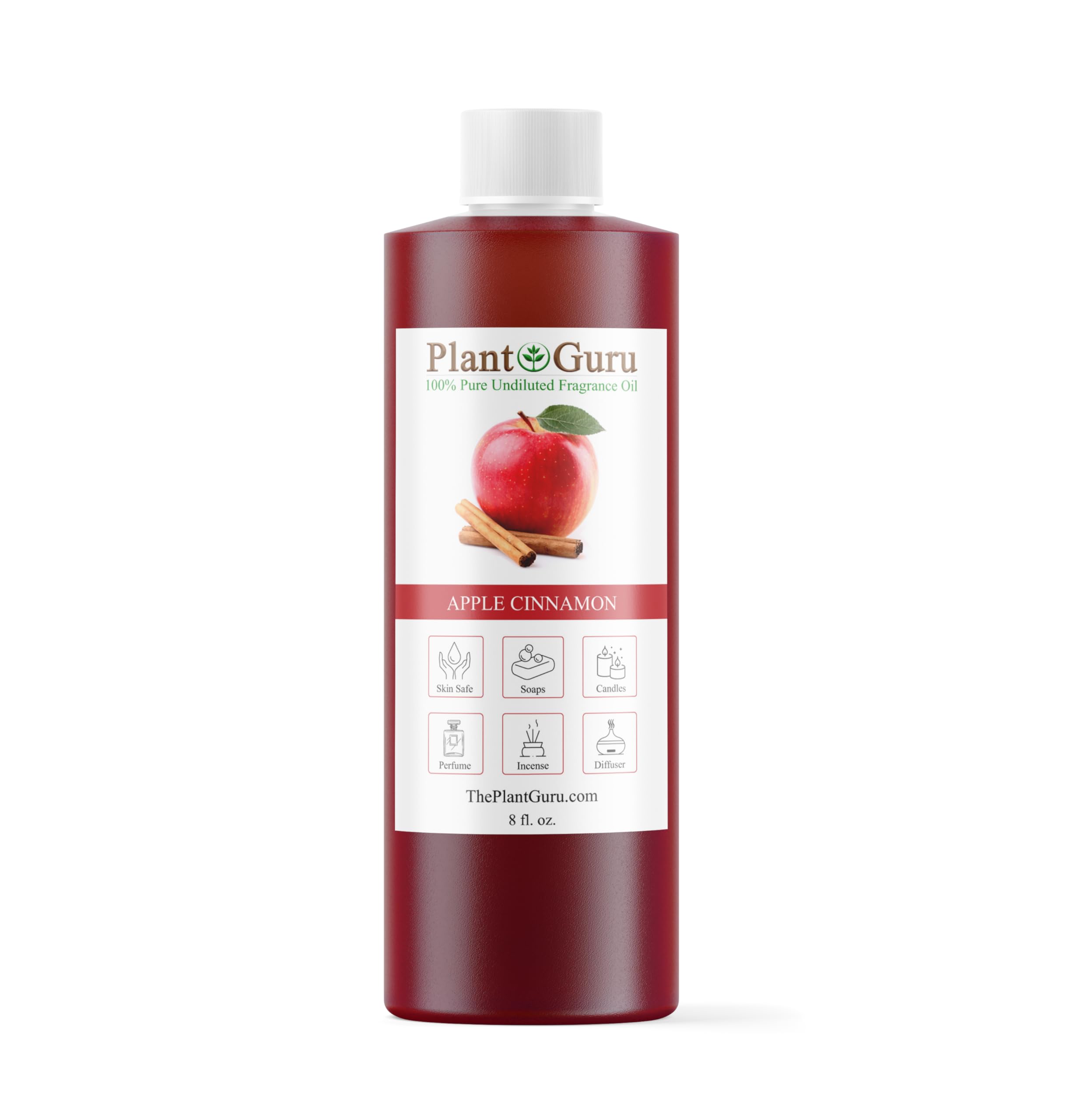 Plant Guru botella frontal mostrando aceite Apple Cinnamon para proyectos DIY
