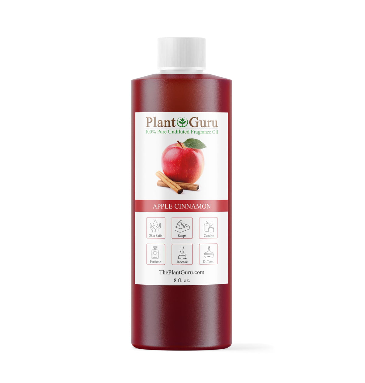 Plant Guru botella frontal mostrando aceite Apple Cinnamon para proyectos DIY