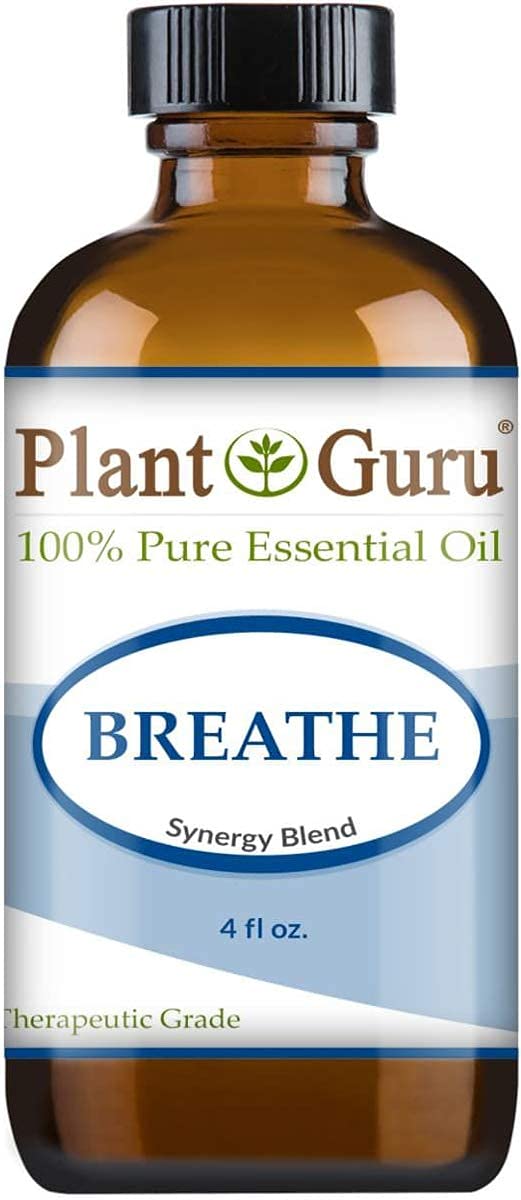 Plant Guru gotero y textura de aceite Breathe, demostrando pureza y mezcla equilibrada
