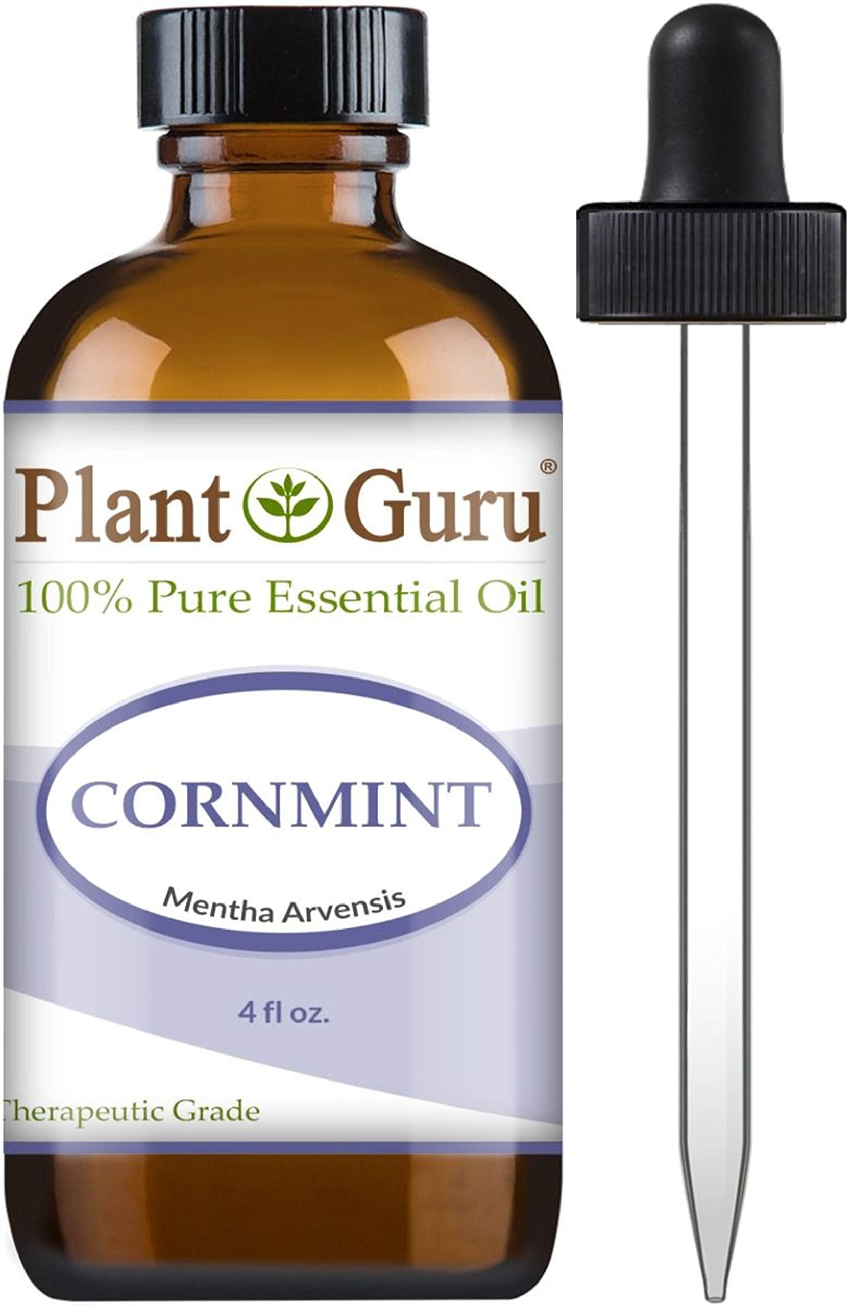 Plant Guru frasco frontal Cornmint 4 oz muestra presentación y etiqueta