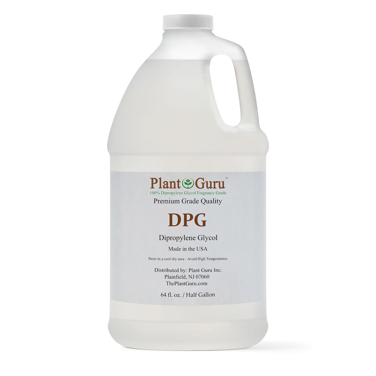 Plant Guru frasco delantero mostrando etiqueta y volumen, garantía de calidad