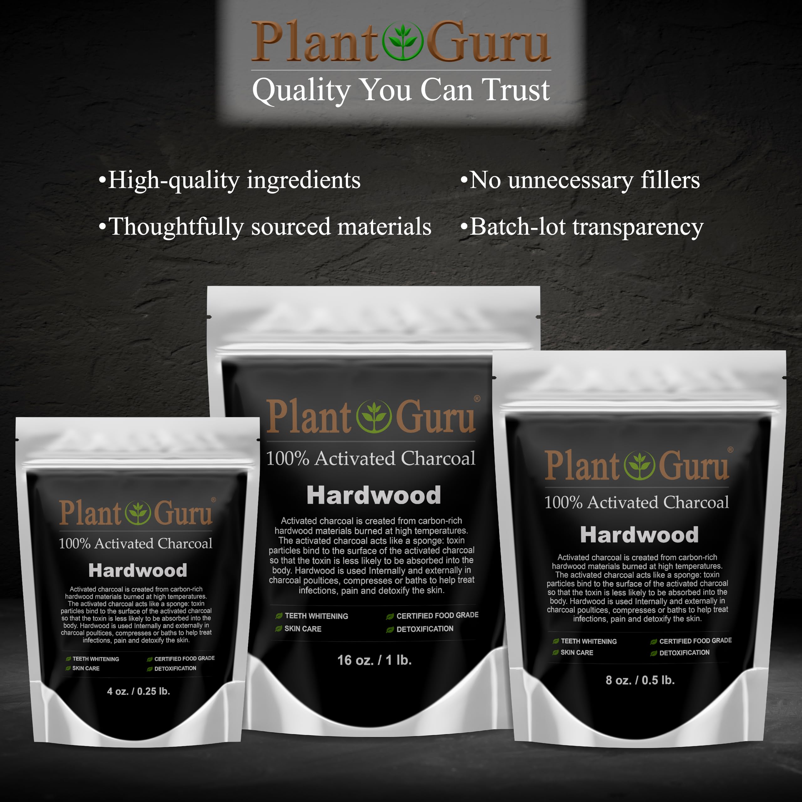 Plant Guru etiqueta nutricional y certificaciones kosher y grado alimenticio