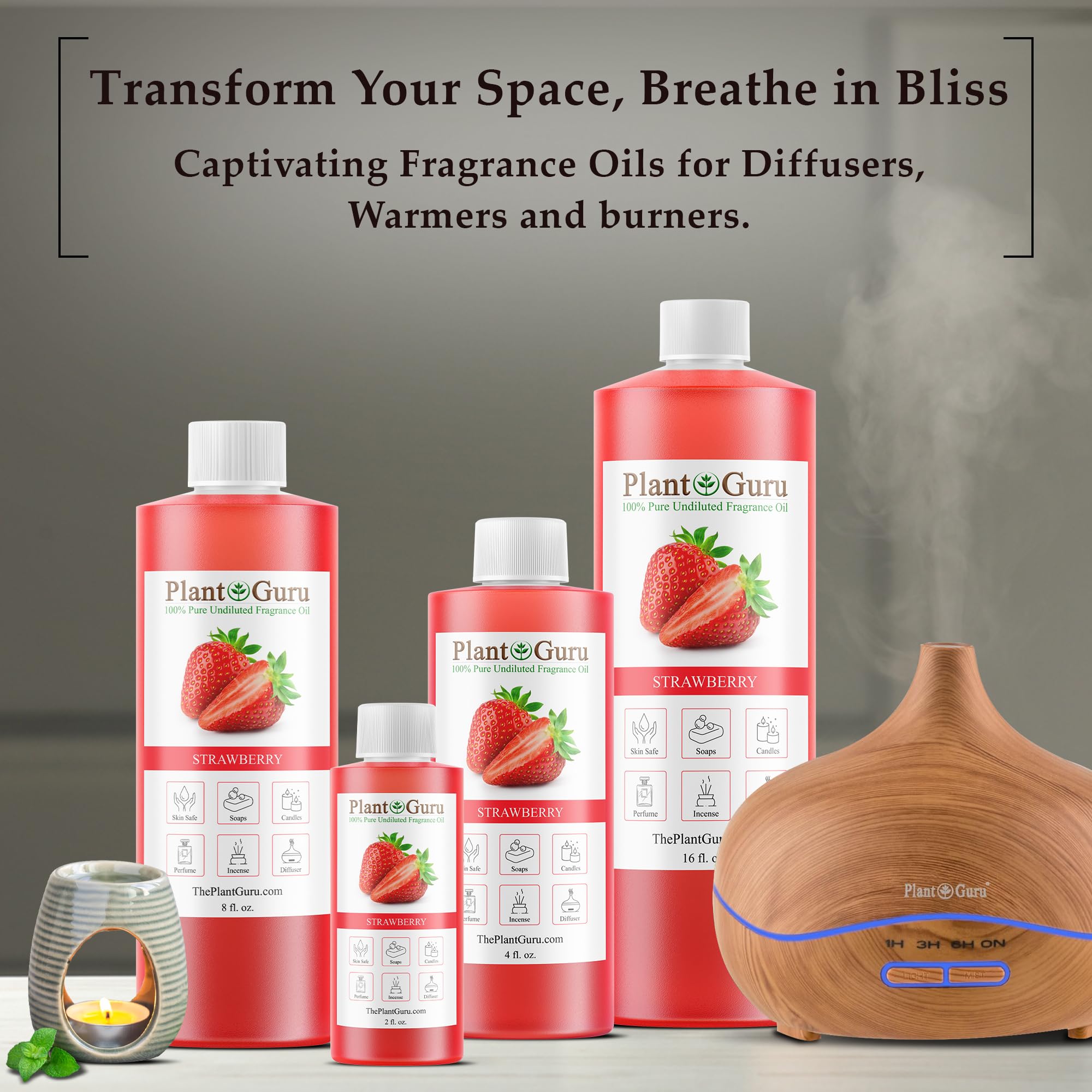 Plant Guru aceite en difusor de vidrio libera aroma natural en habitación