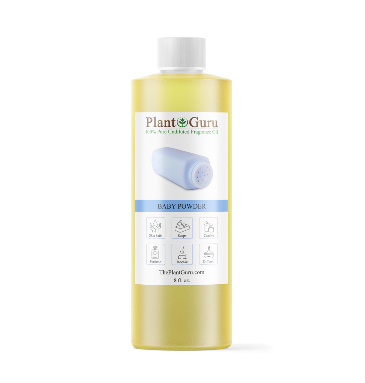 Plant Guru botella frontal mostrando volumen y diseño, ideal para proyectos DIY