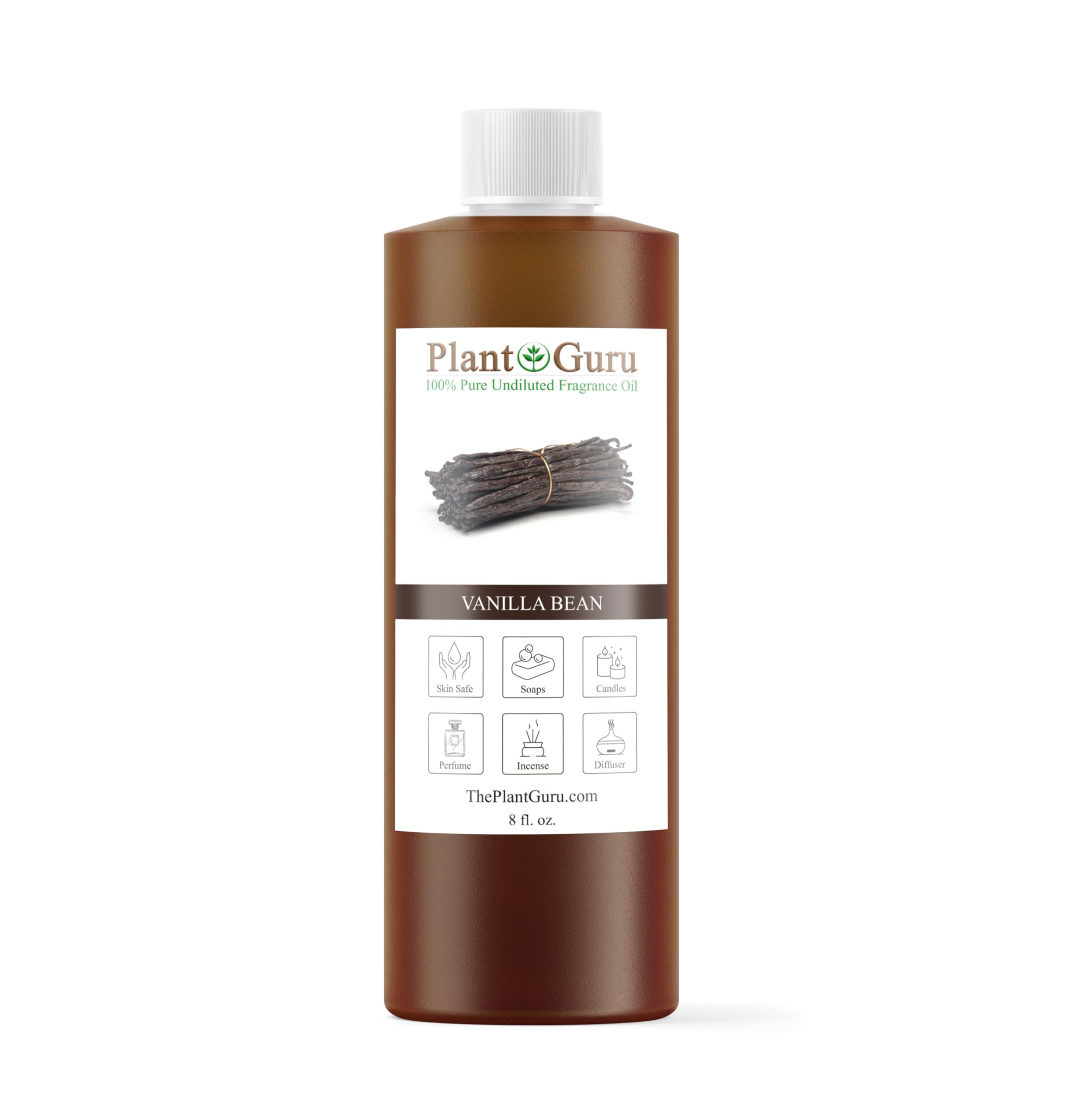 Plant Guru botella frontal mostrando etiqueta y volumen, ideal para proyectos DIY