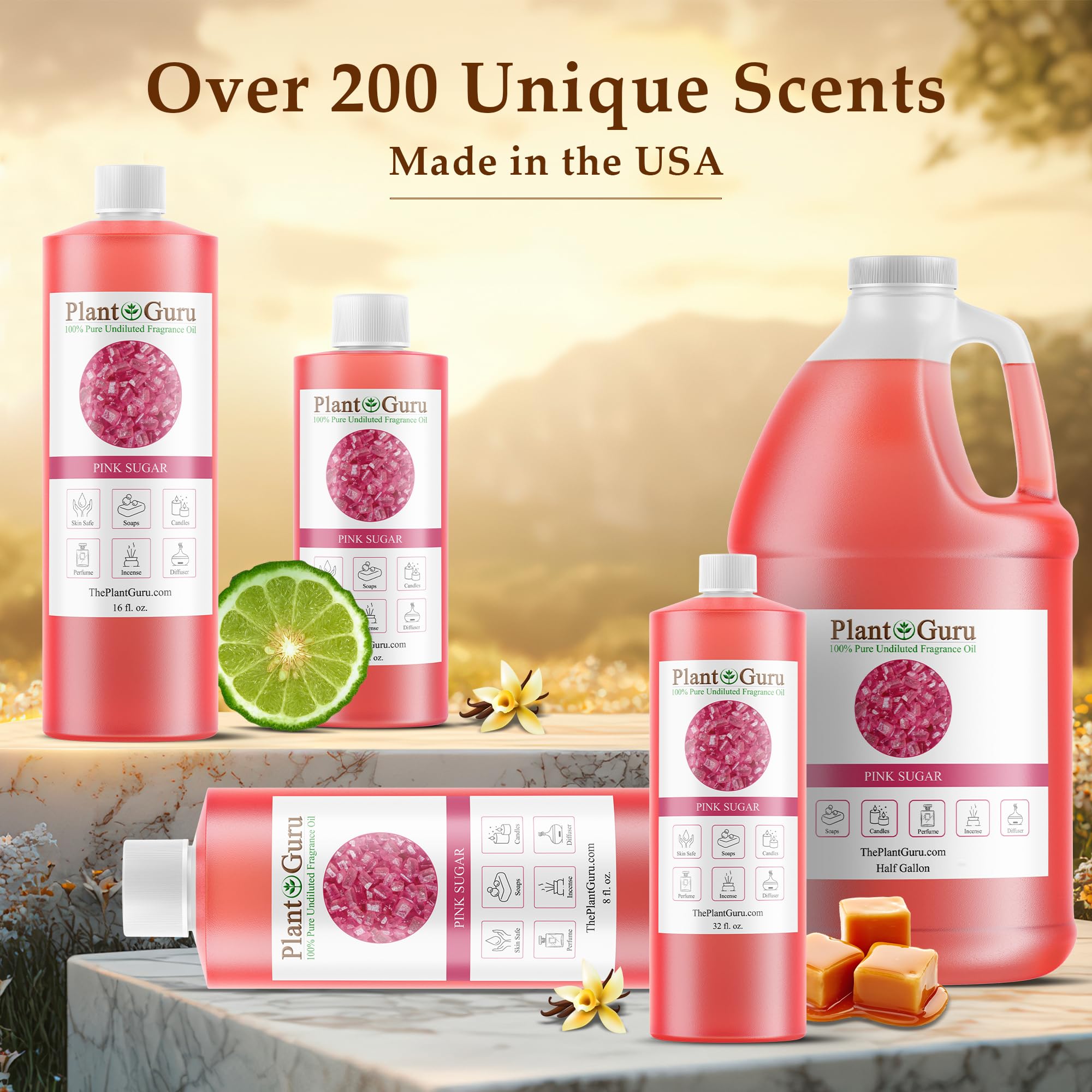 Plant Guru detalle de etiqueta con nombre Pink Sugar y beneficios claros