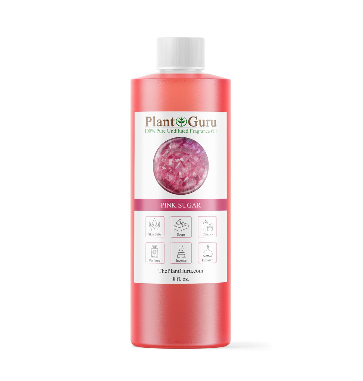 Plant Guru frasco frontal mostrando etiqueta y tamaño, utilidad para proyectos DIY