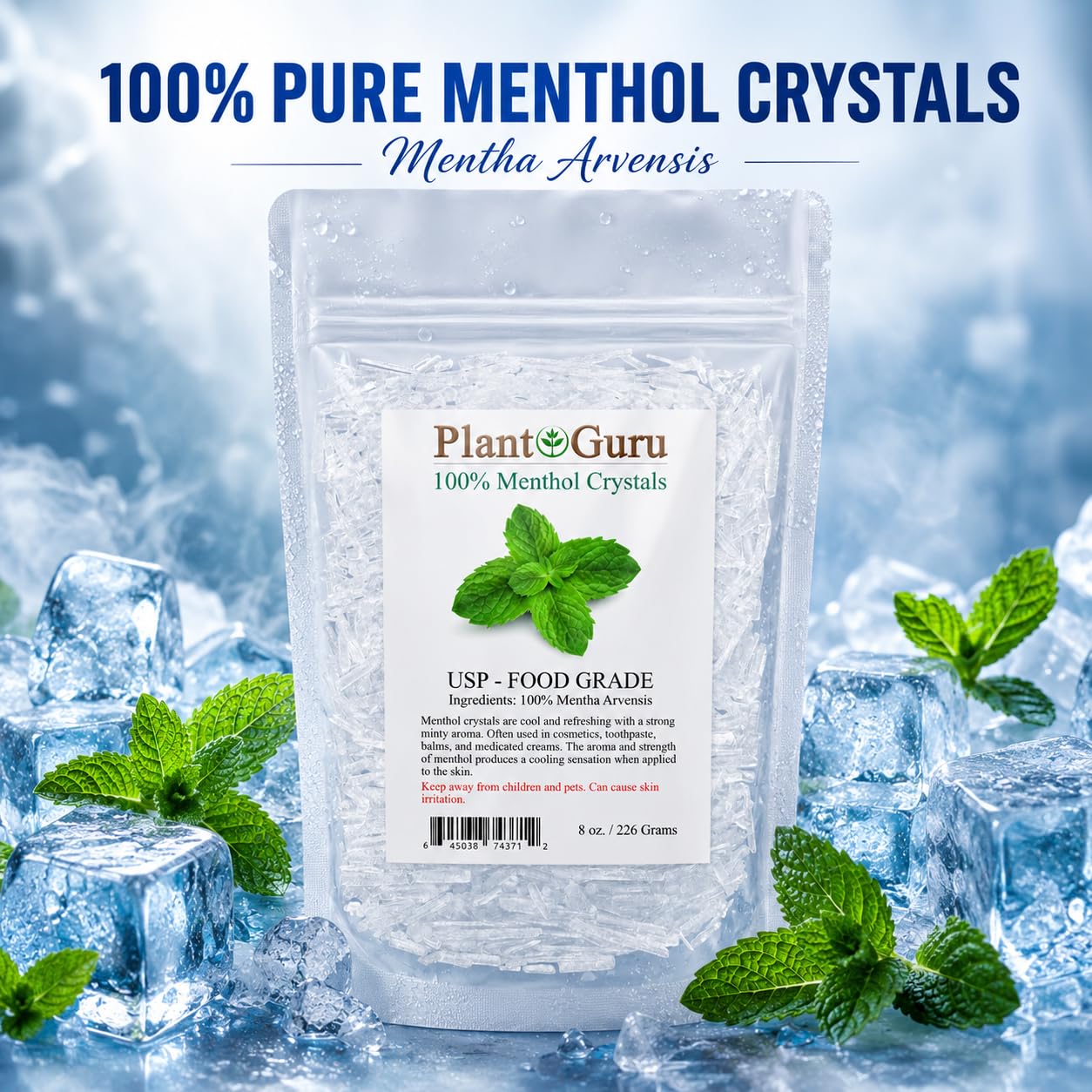 Plant Guru primer plano de cristales mostrando textura cristalina y pureza