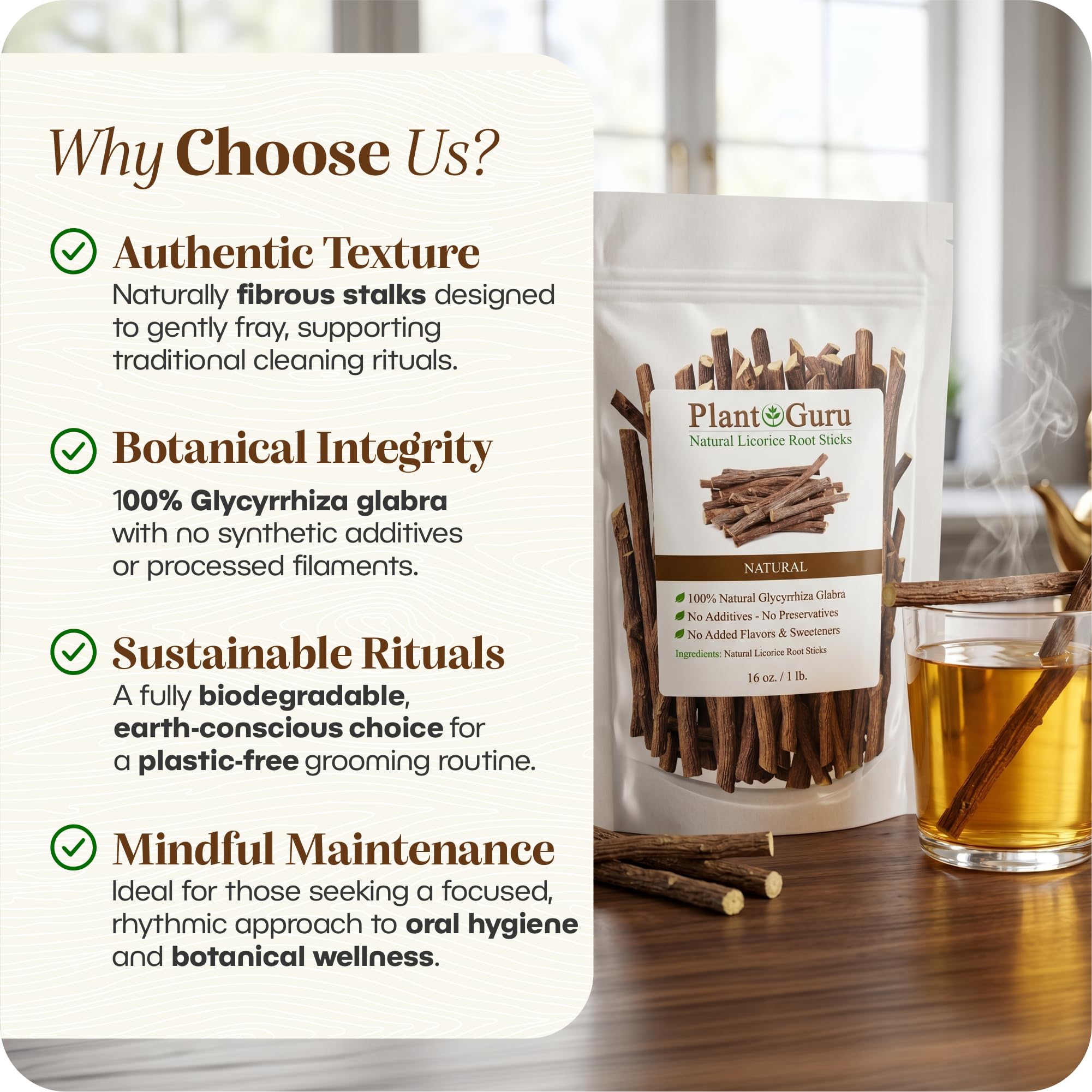 Plant Guru palitos en mezcla herbal uso para té y recetas