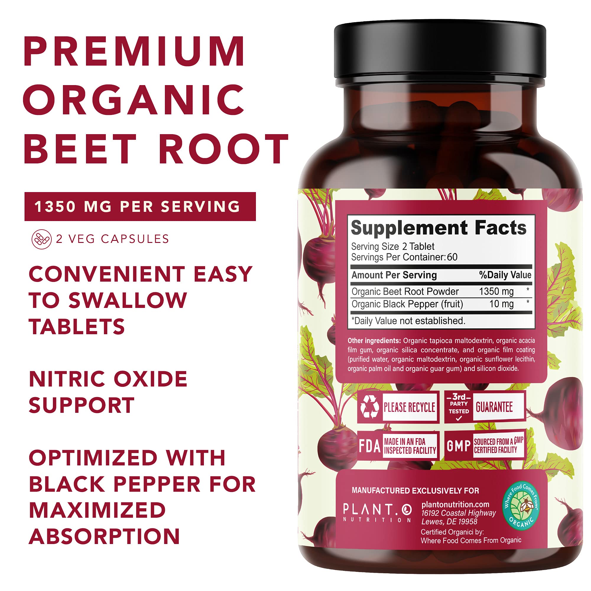 PLANT.O NUTRITION etiqueta nutricional legible que transmite transparencia