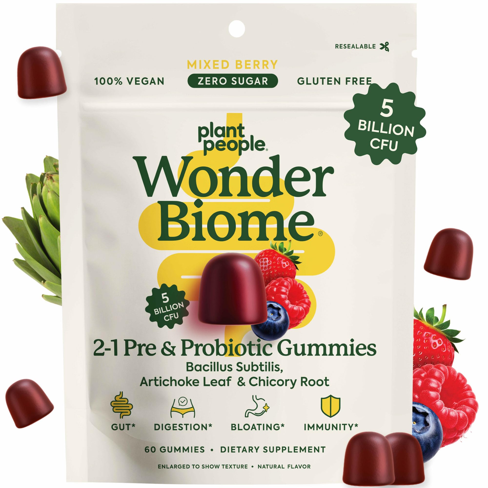 Plant People envase frontal mostrando gominolas y beneficio digestivo