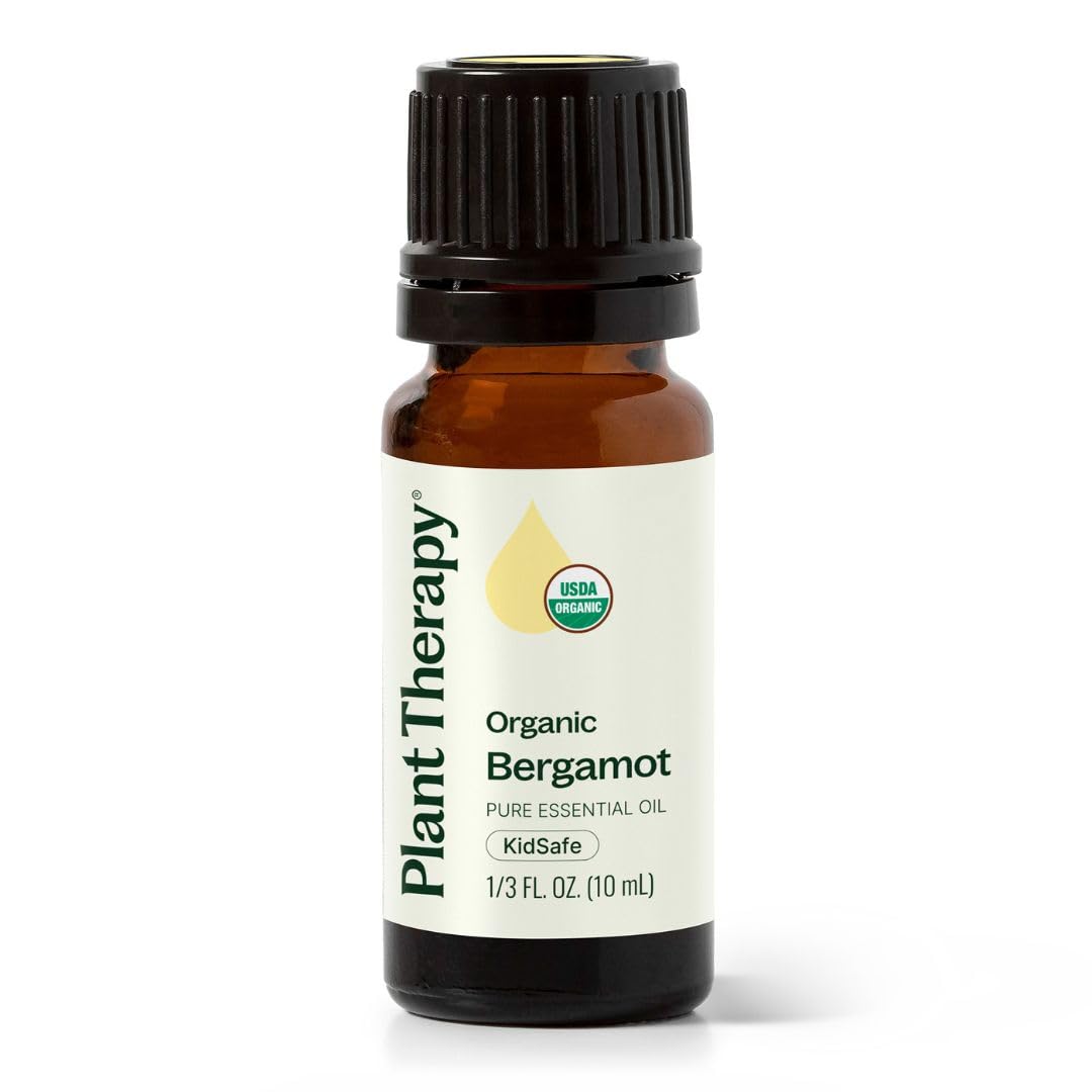 Plant Therapy botella frontal de bergamota orgánica mostrando tamaño y marca