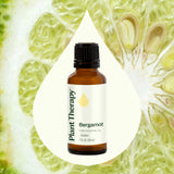 Plant Therapy gotas de bergamota en superficie que muestran viscosidad
